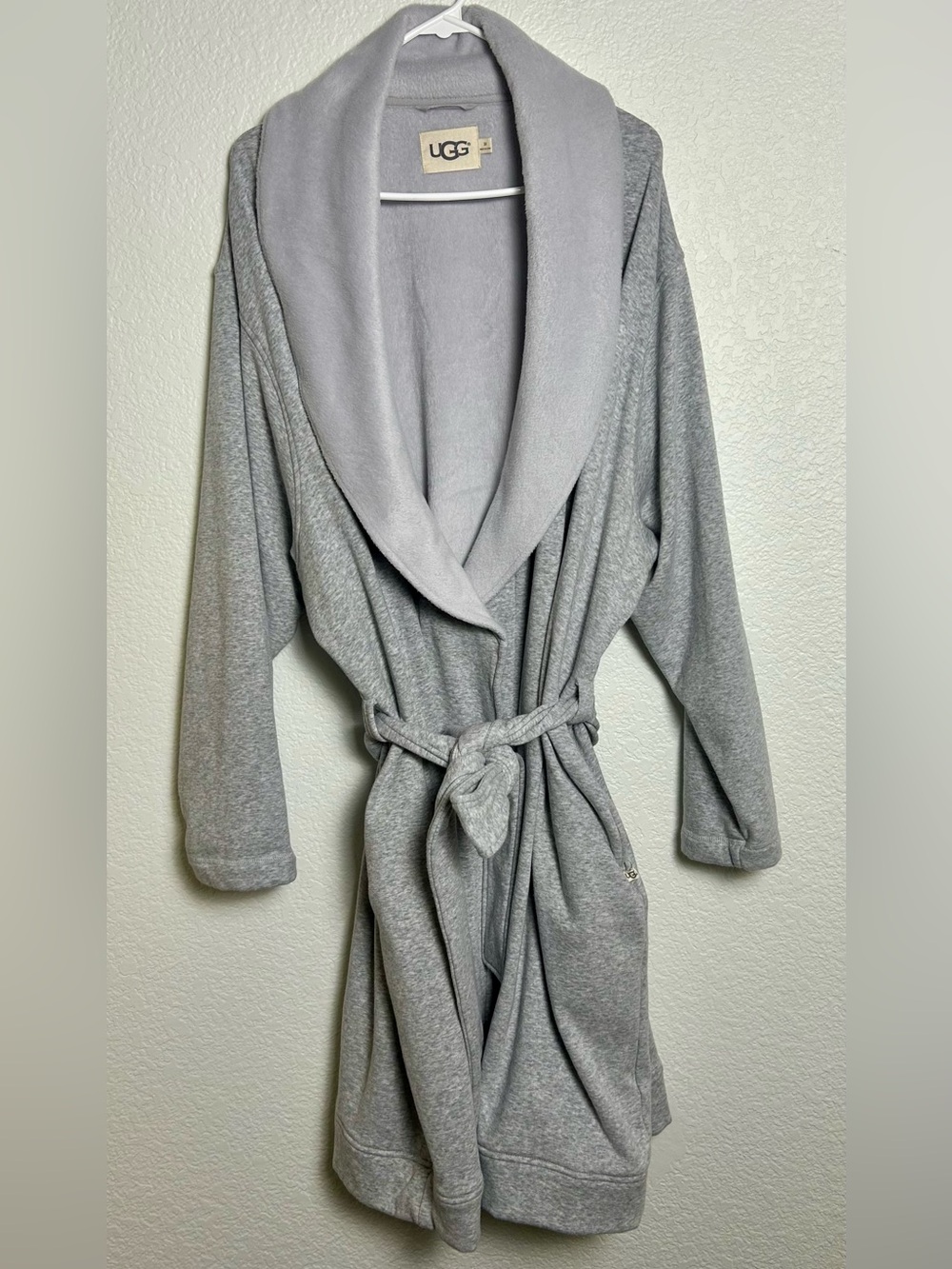 UGG Plush Fleece Shawl Collar Robe Gray Belted Lounge Robe 3X